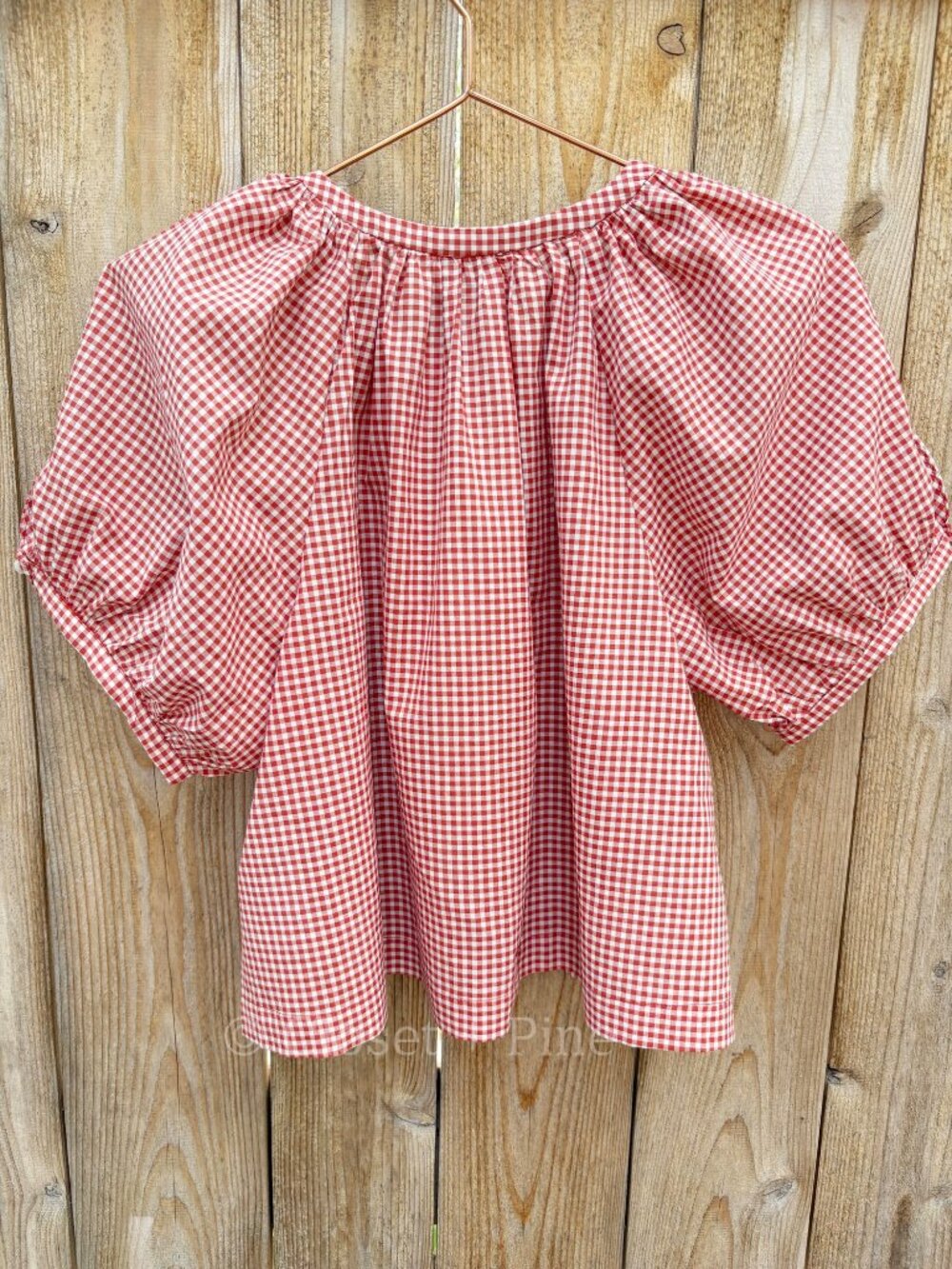 Industry Gingham Top Red Gingham June Puff Sleeve Size Small NWT - Picture 5 of 17